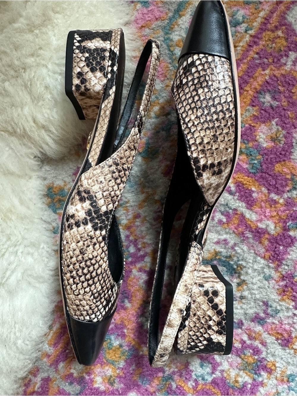 Veronica Beard Cecile Slingback Pumps – Latte Snakeskin Print – Women’s Size 7 - Picture 5 of 10